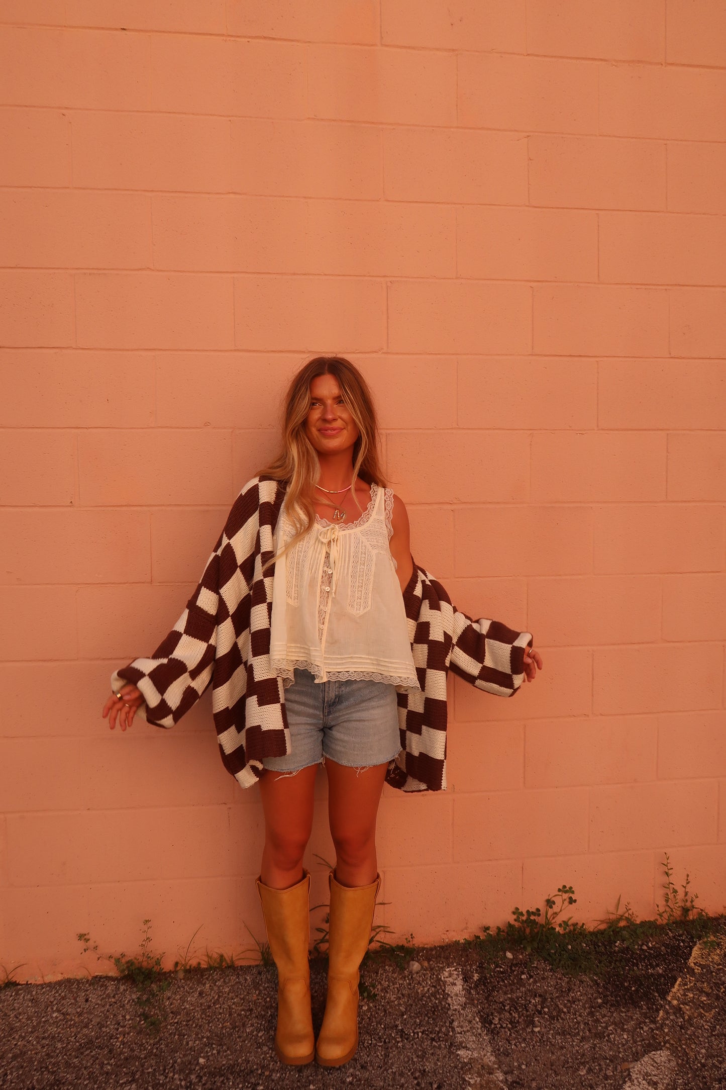 Teddy Bear Check Cardigan