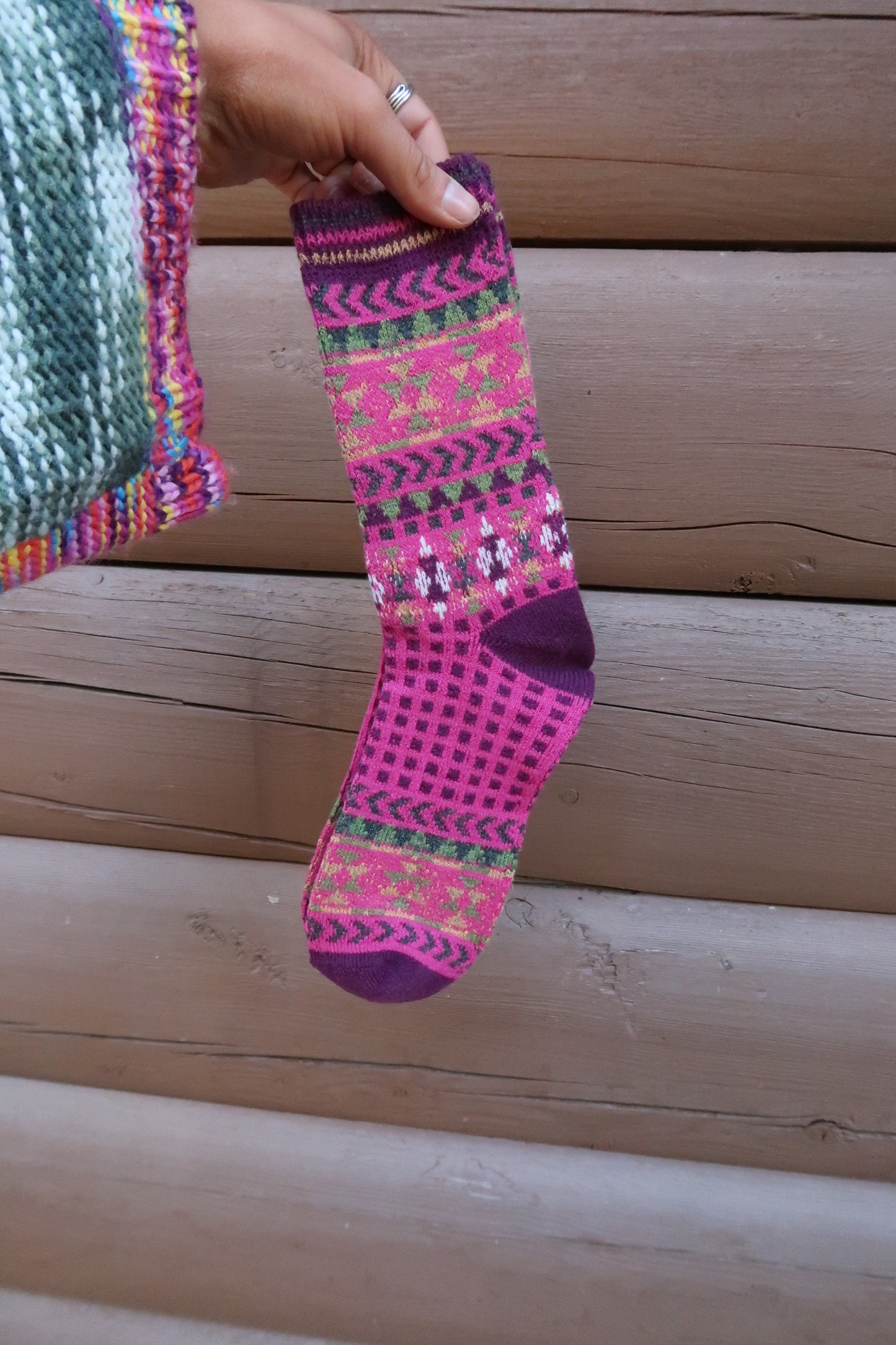 Magenta Printed Sock