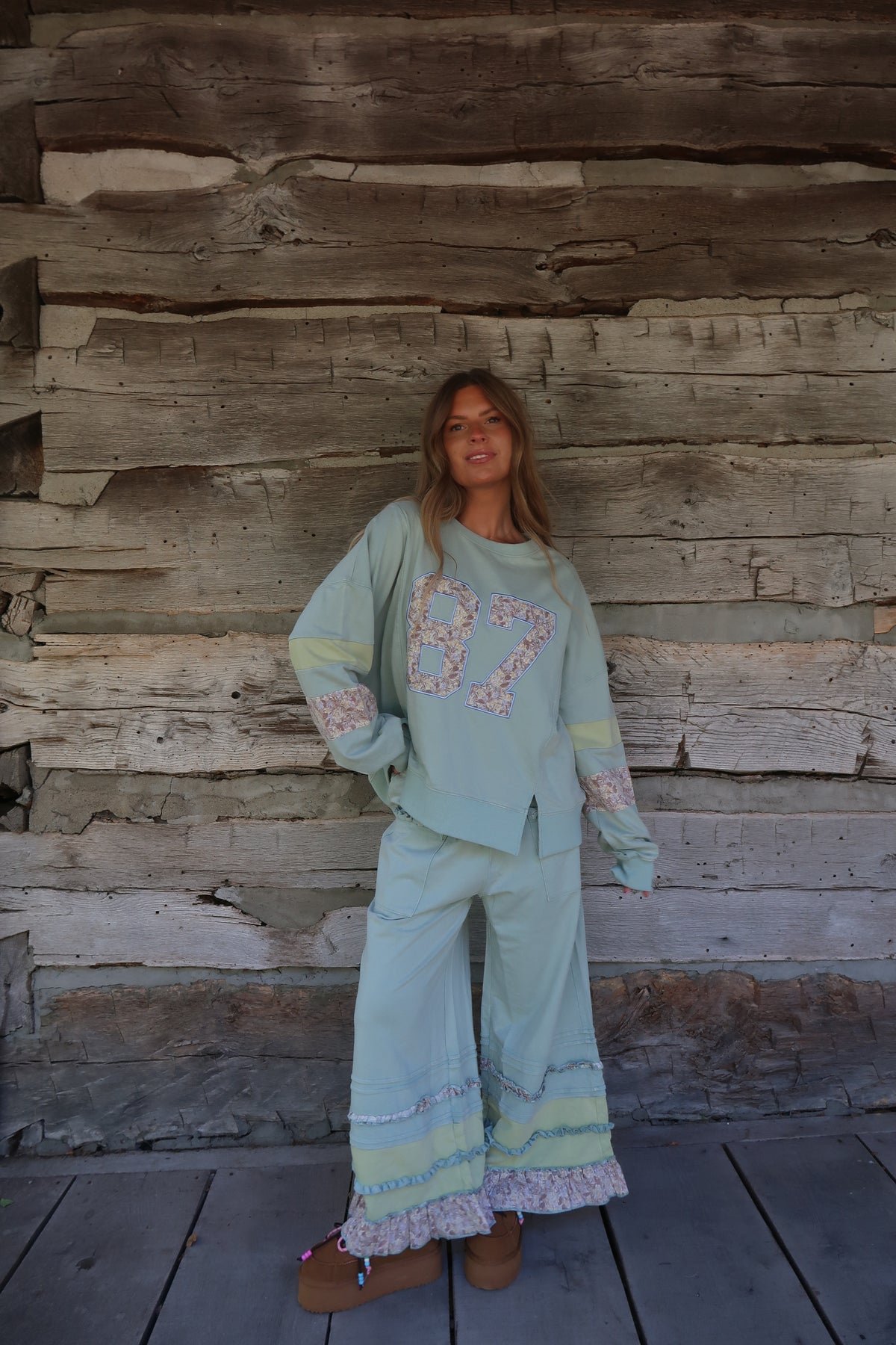 Sage 87 Ruffle Crewneck