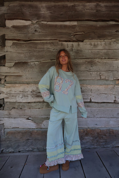 Sage 87 Ruffle Crewneck