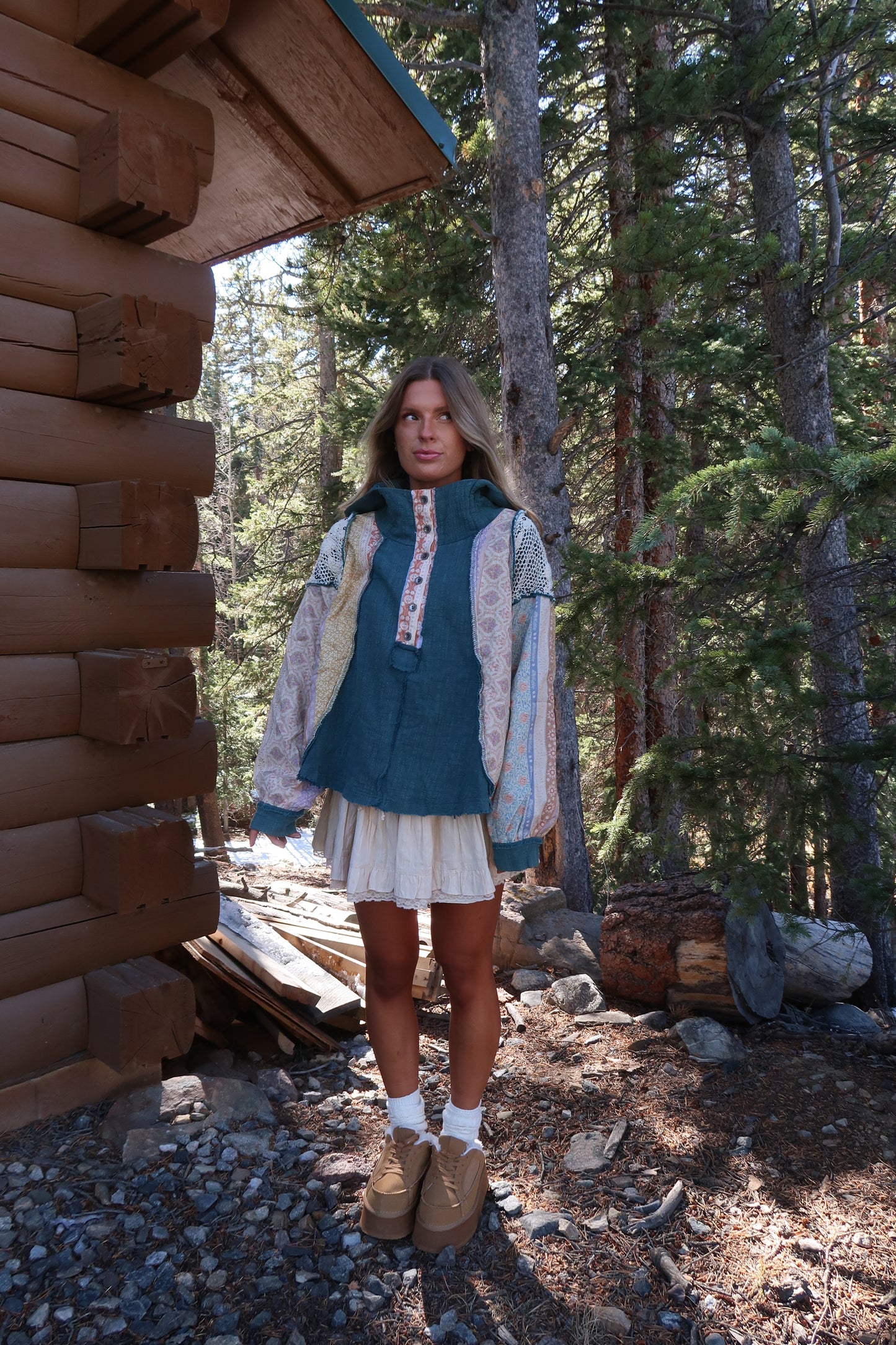 Alpine Teal Patchwork Top