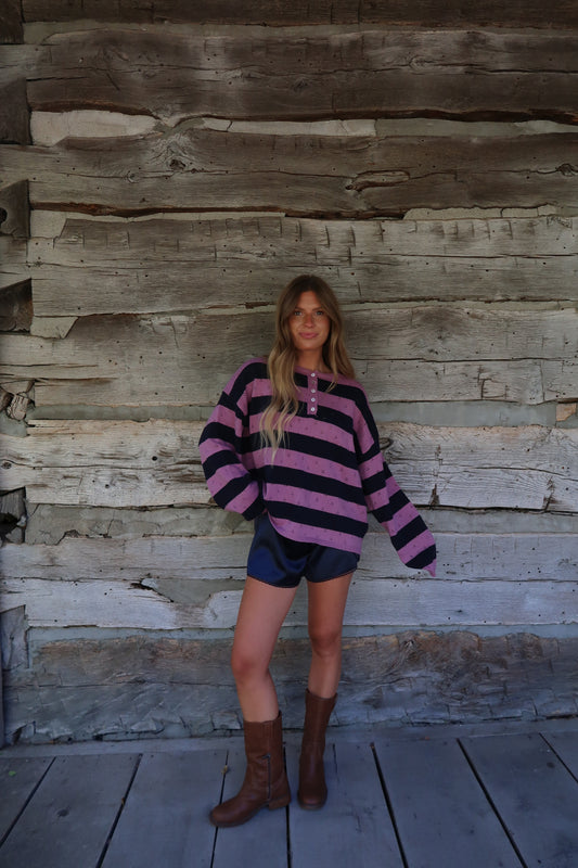 Ramona Stripe Button Long Sleeve