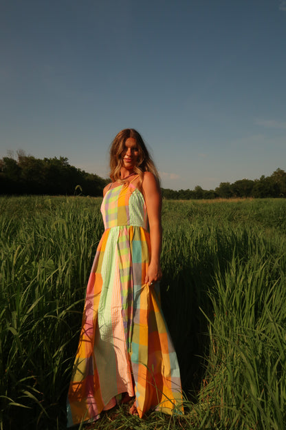 Fancy Nancy plaid maxi dress