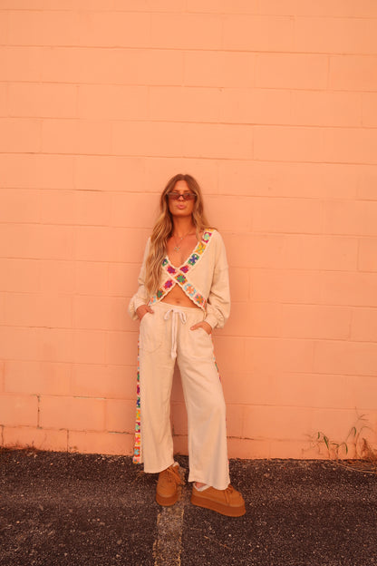 Happy Stitch Wide Leg Pants