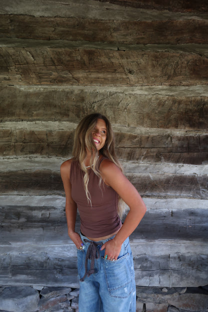 Brown Back To Basics High Neck Tank