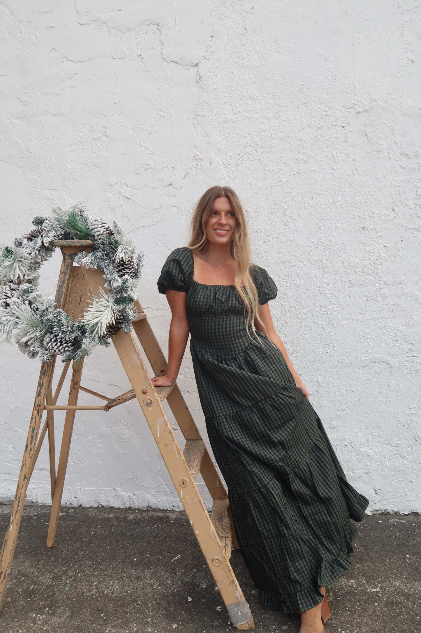 Gingham Garland Maxi Dress