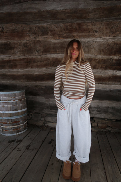 Taupe & Cream stripe long slv