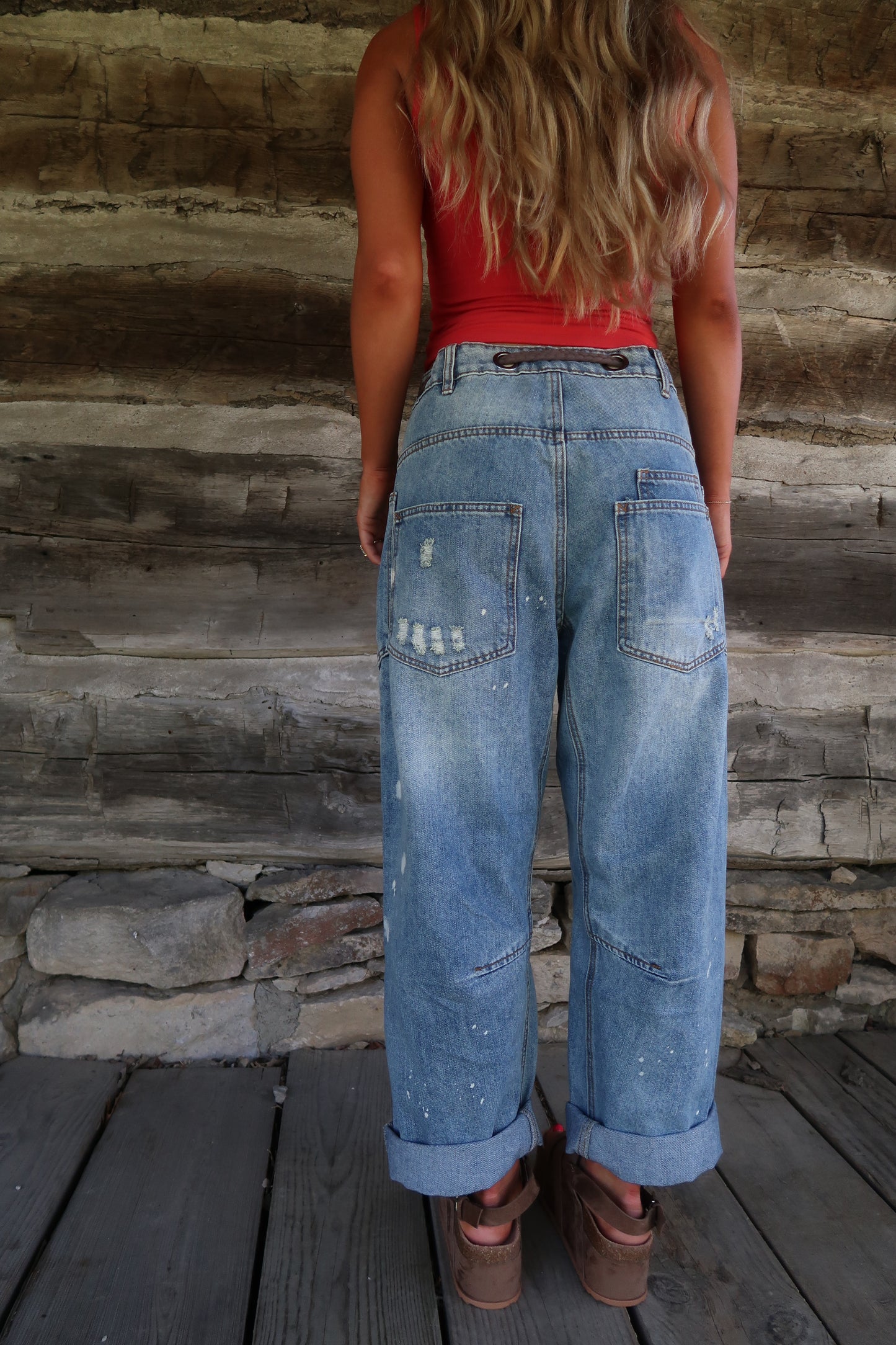 Scottie Tie Waist Barrel Jeans