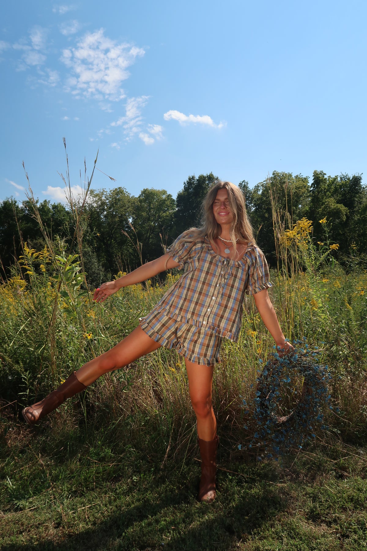 Wheatland Plaid Top