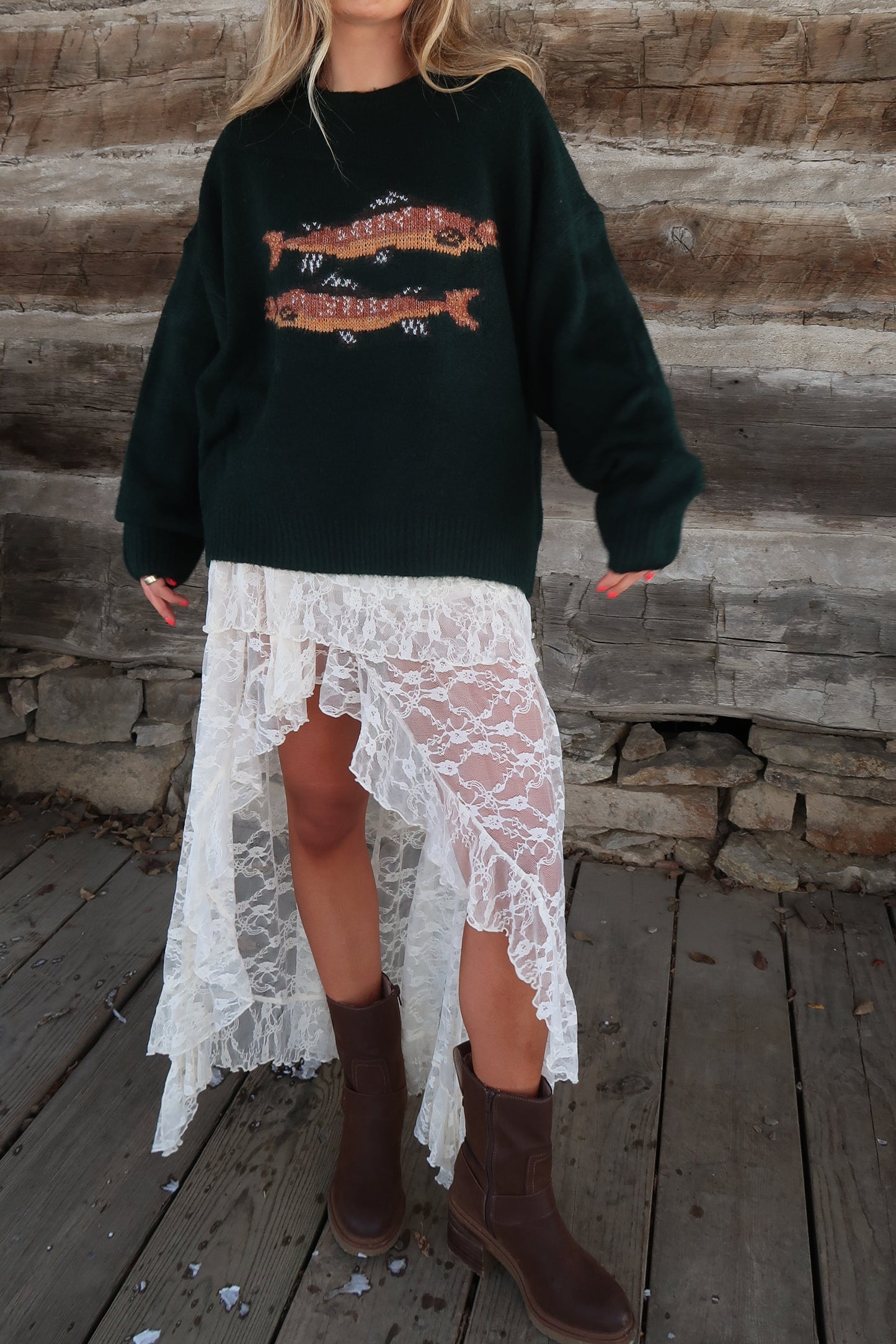 Ivory Lace High Low Skort