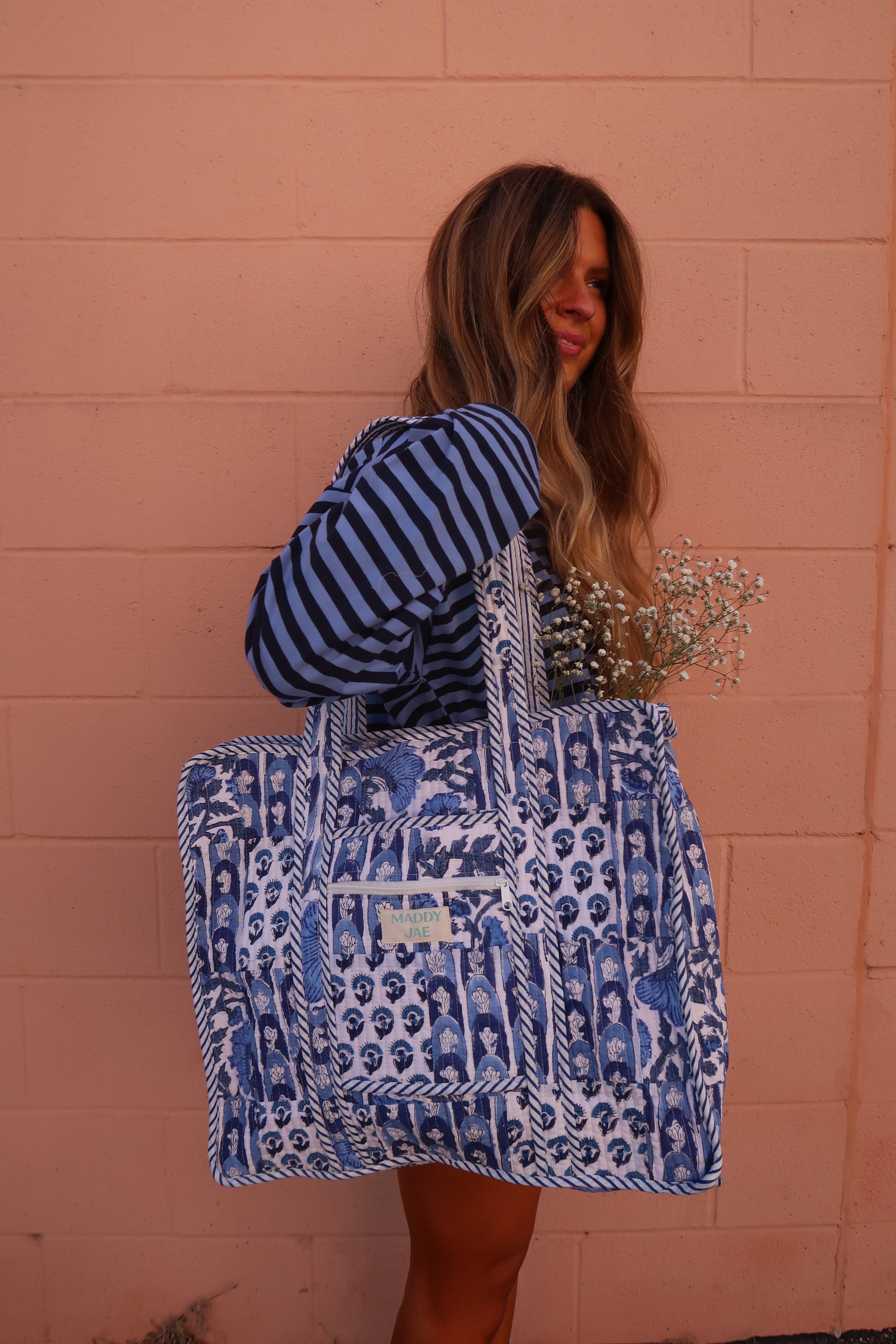 Blu Quilted Dote Bag – Maddy Jae