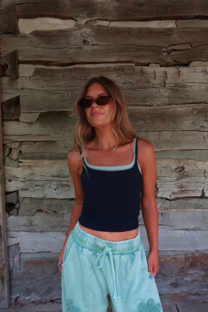 Navy Stripe Reversible Seamless Cami