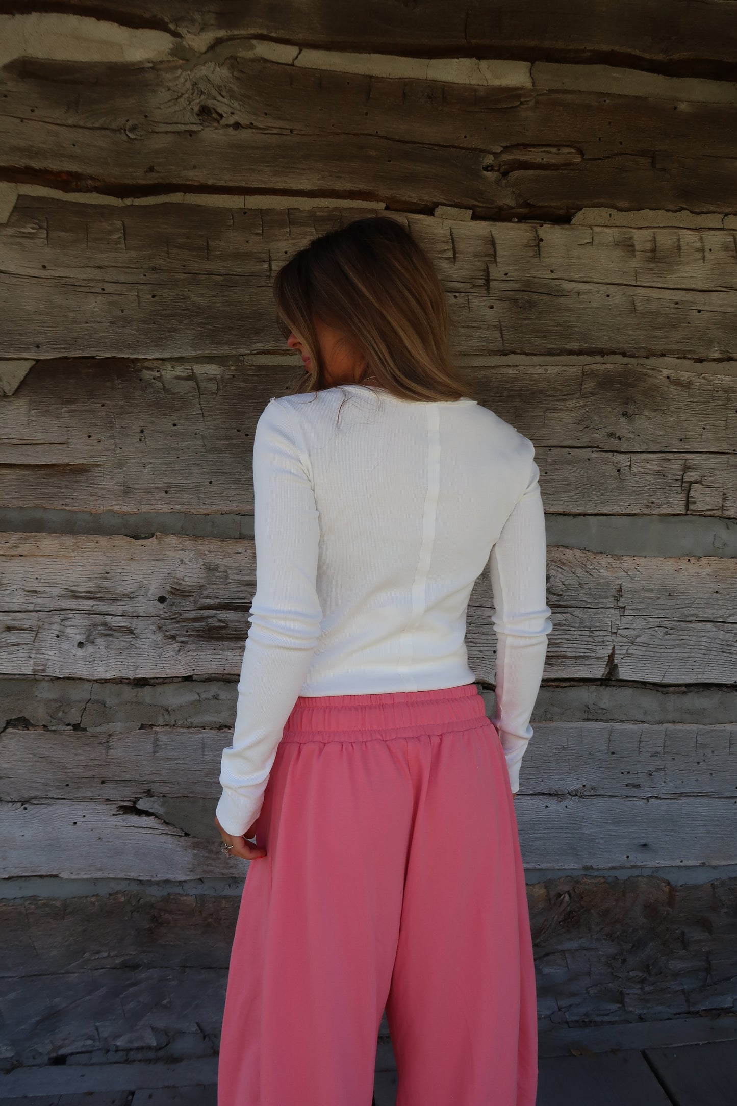 Penny Ribbed Henley Long Slv