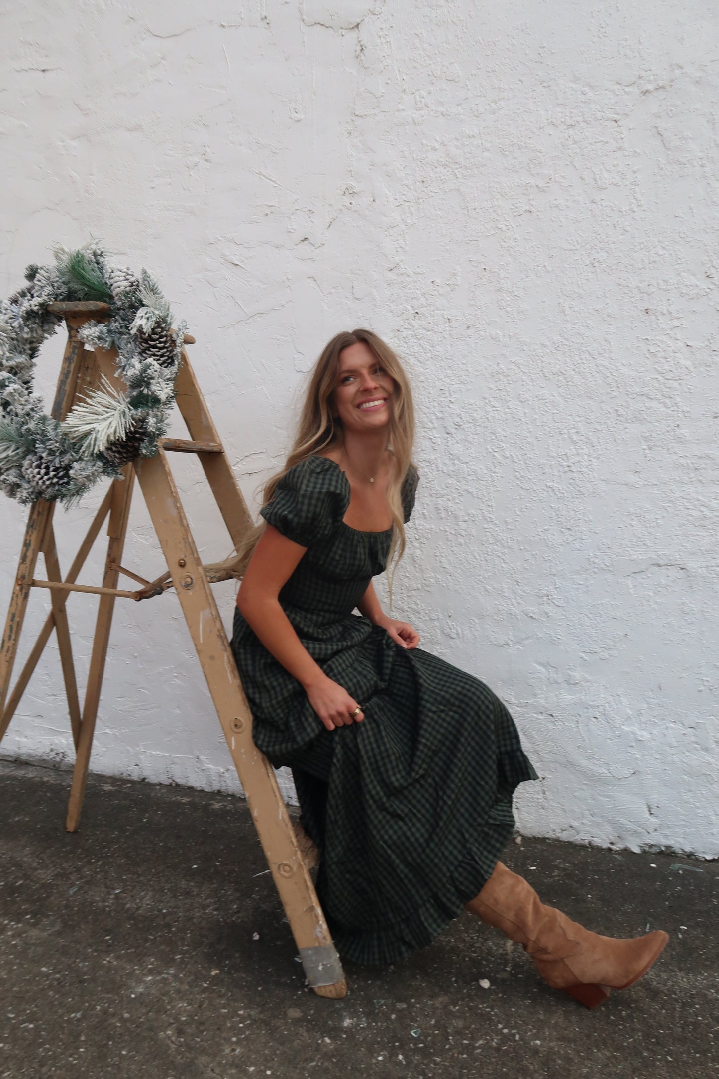 Gingham Garland Maxi Dress