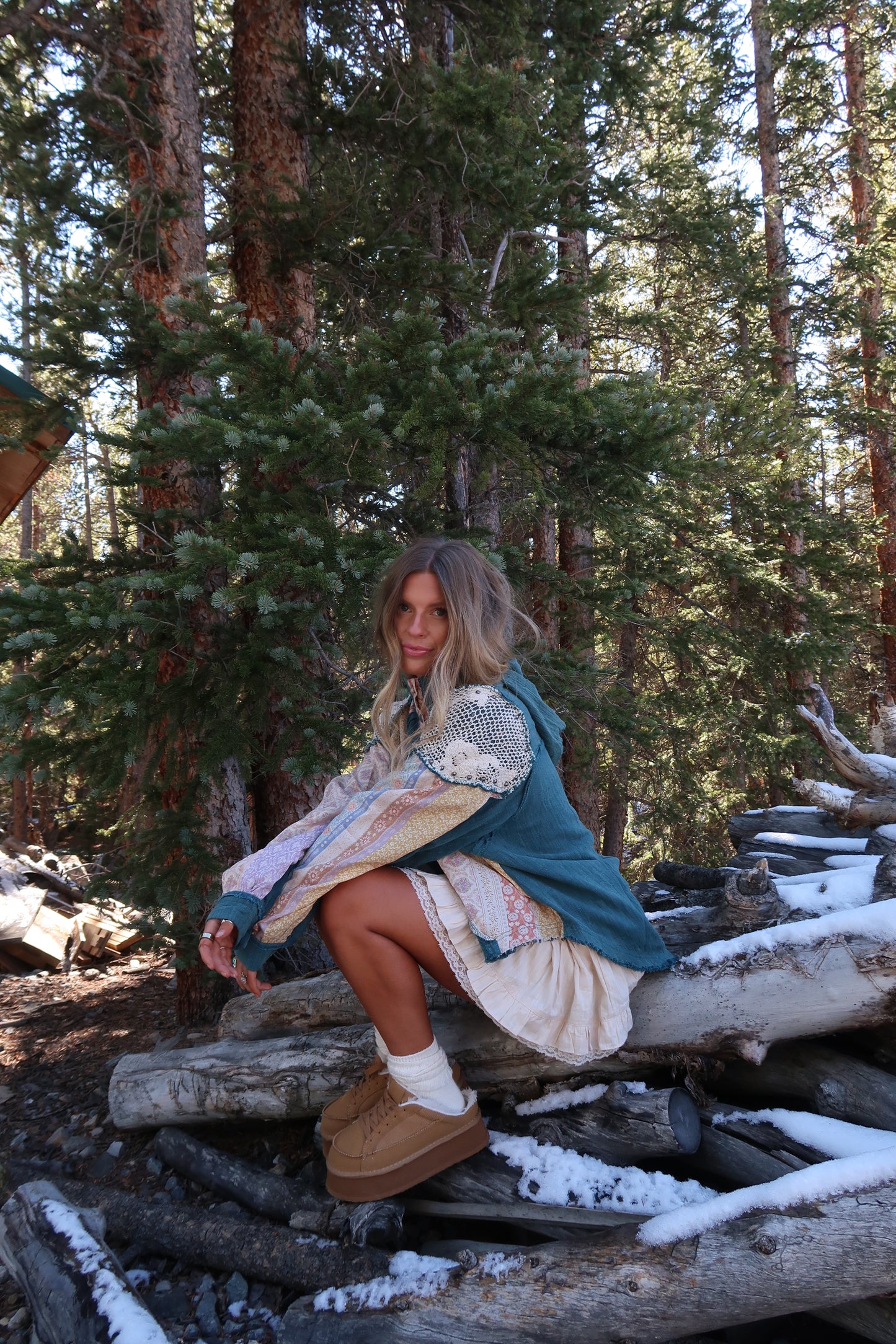 Alpine Teal Patchwork Top