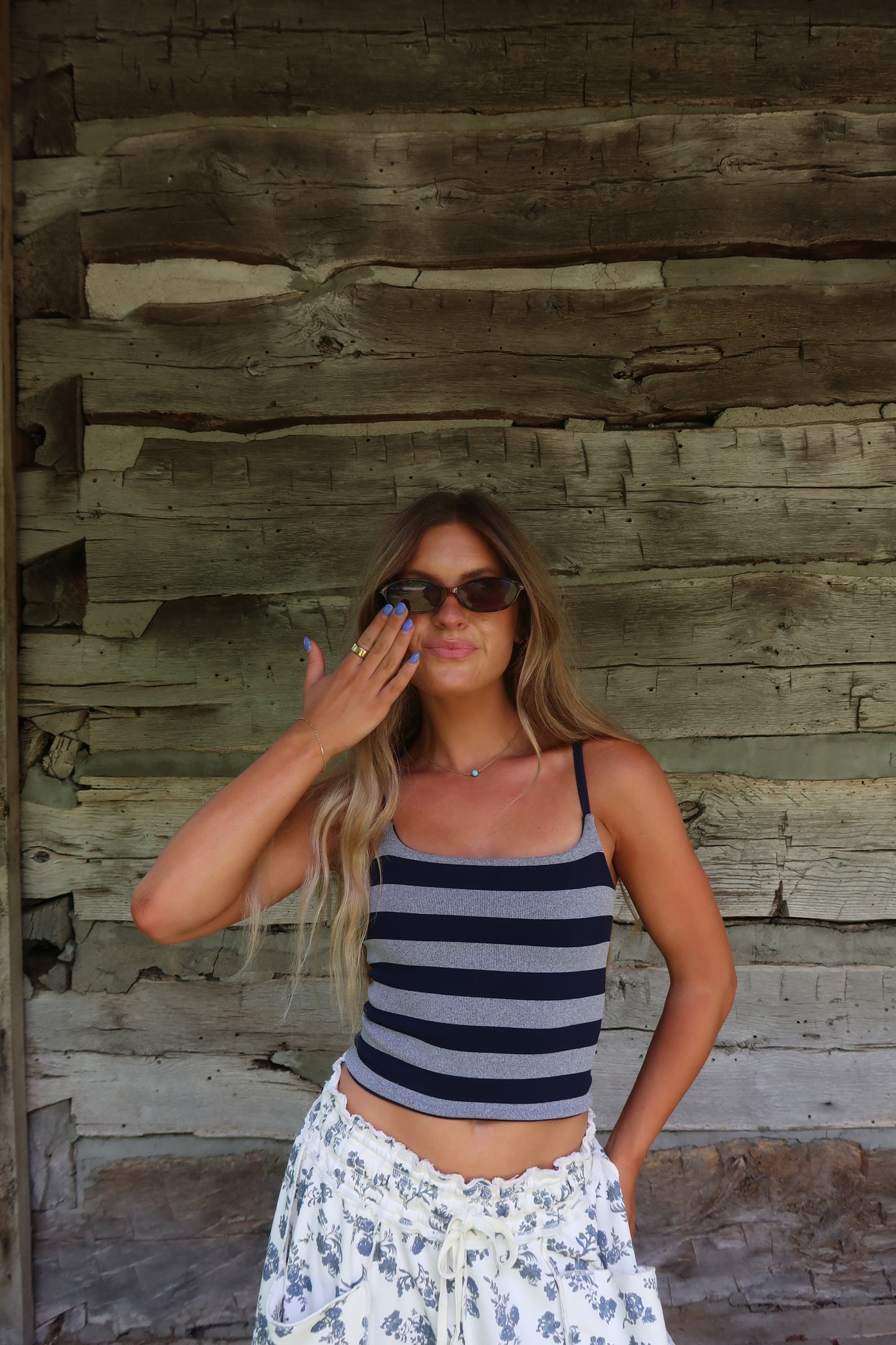 Navy Stripe Reversible Seamless Cami