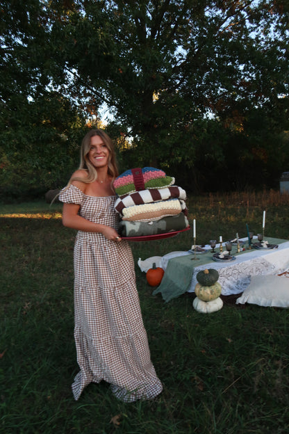 Pecan Pie Gingham Maxi Dress