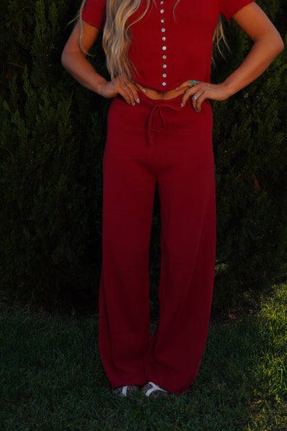 Red Slow It Down Knit Pants