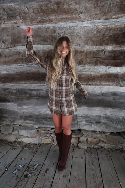 Chocolate Flannel Romper