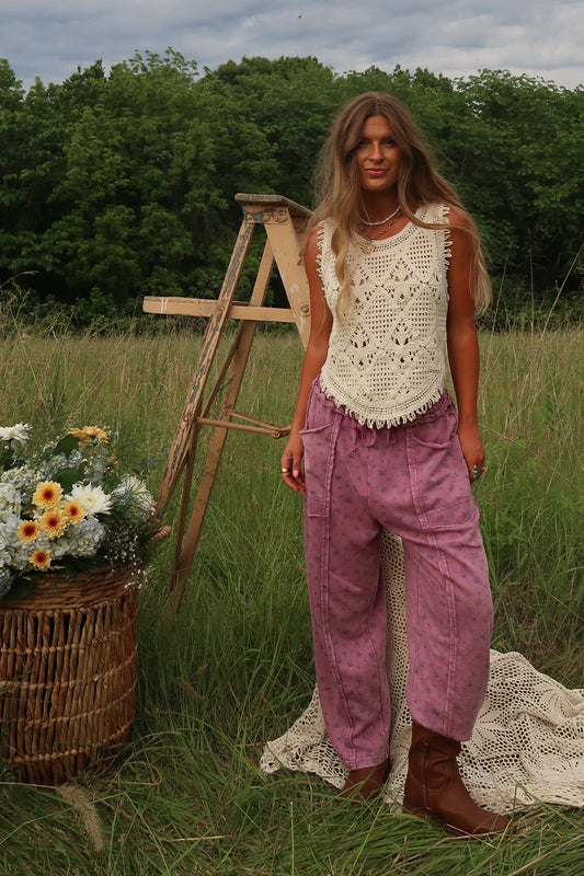 Orchid Glow Ditsy Floral Barrel Sweats