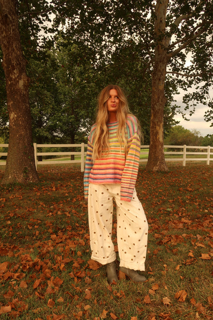 Latte Dot Barrel Jeans