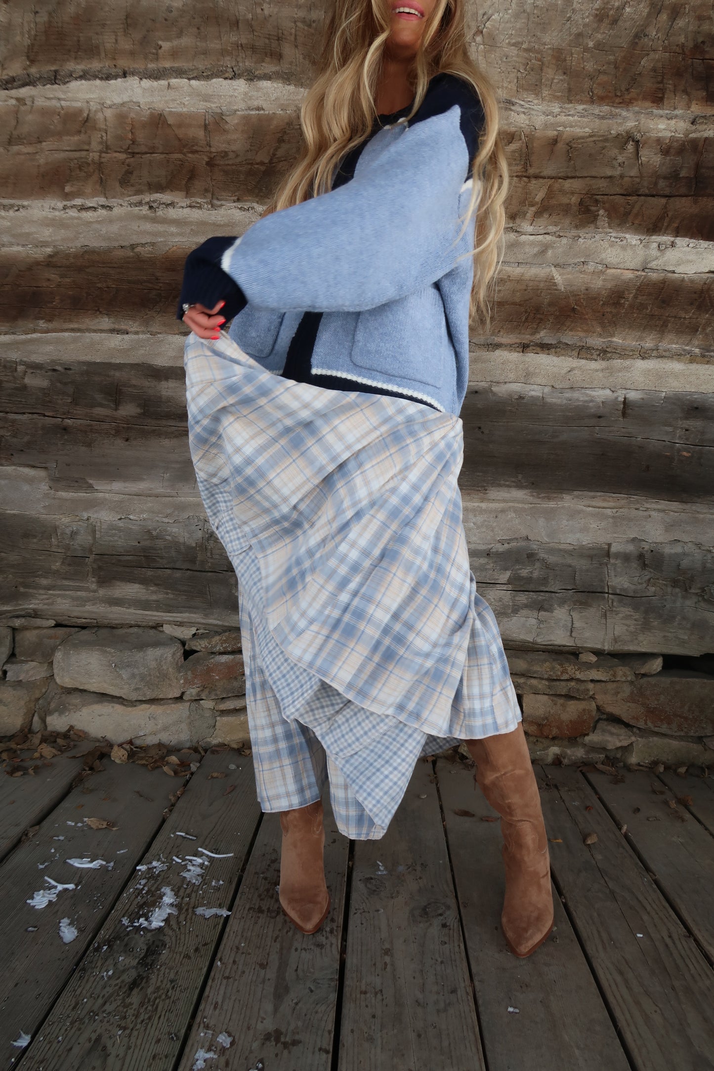 Mist Plaid Maxi Skirt
