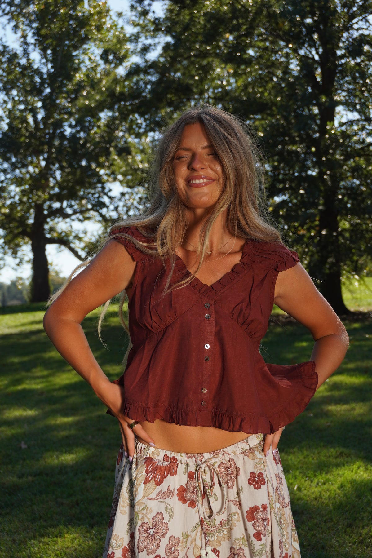 Rust Babydoll Top