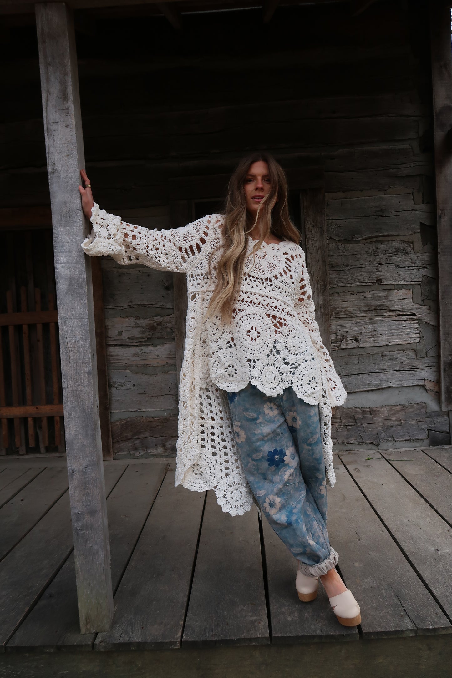 Georgia high low crochet sweater