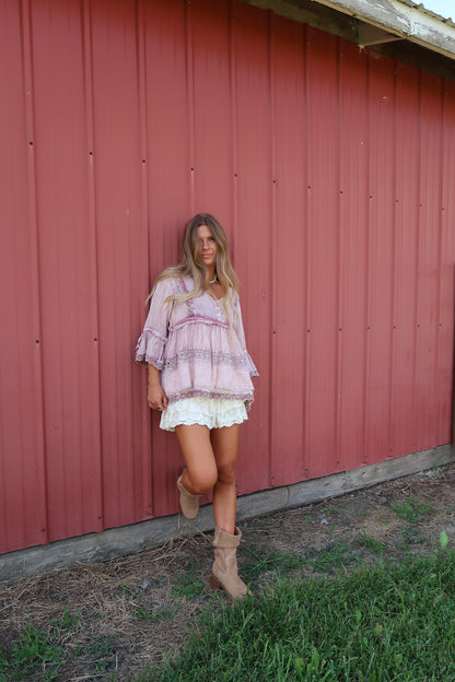 Rose Crochet Babydoll Top