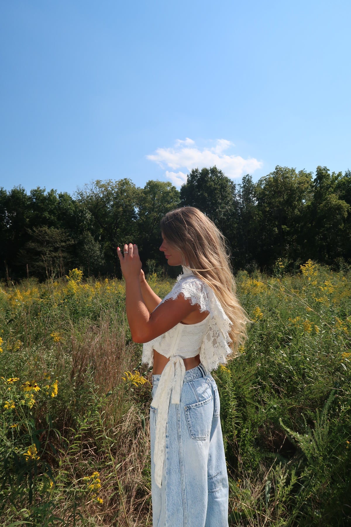 Pearl Lace High Neck Top