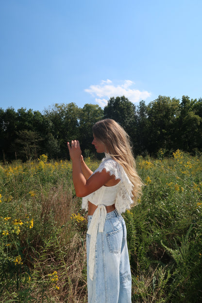 Pearl Lace High Neck Top