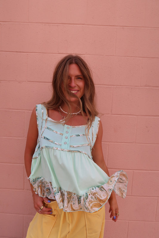Cameillia Teal Babydoll Tank