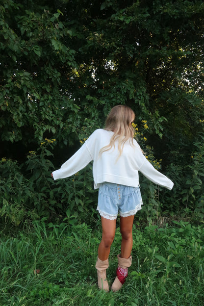 White Boxy Sweater