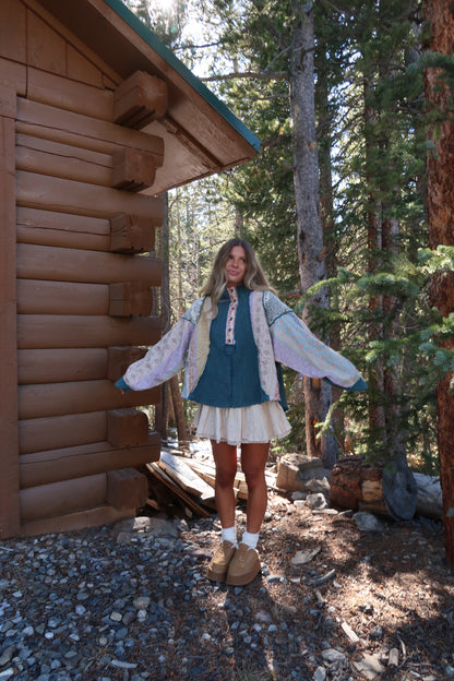 Alpine Teal Patchwork Top