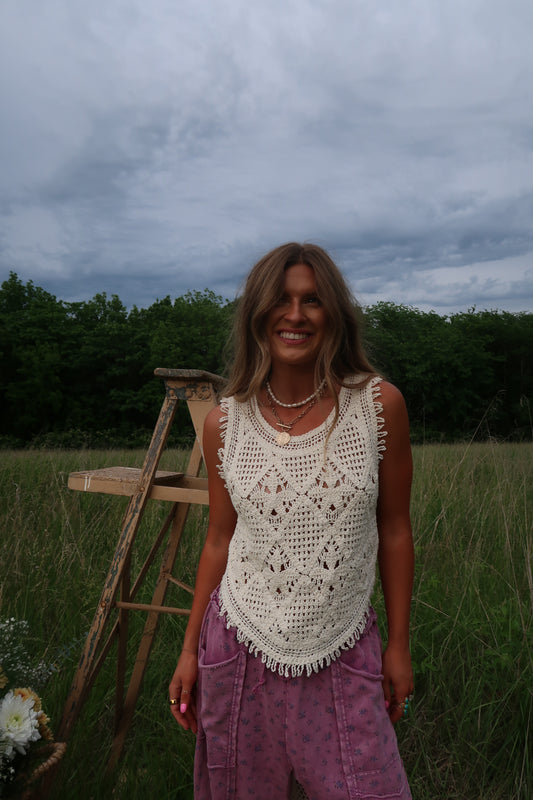 Oatmilk Crochet Tank