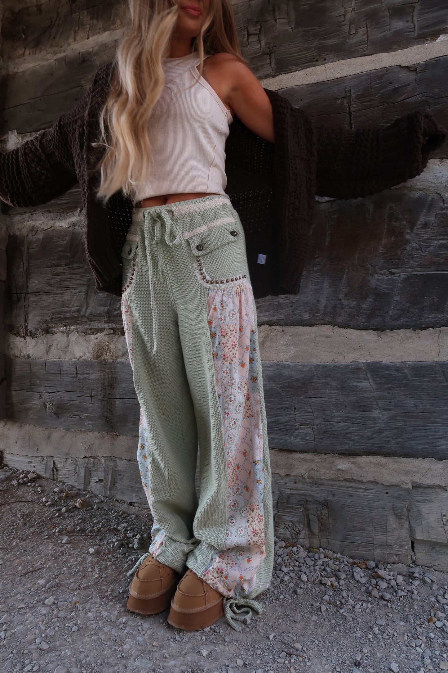 Pistachio Knit Patch Pants