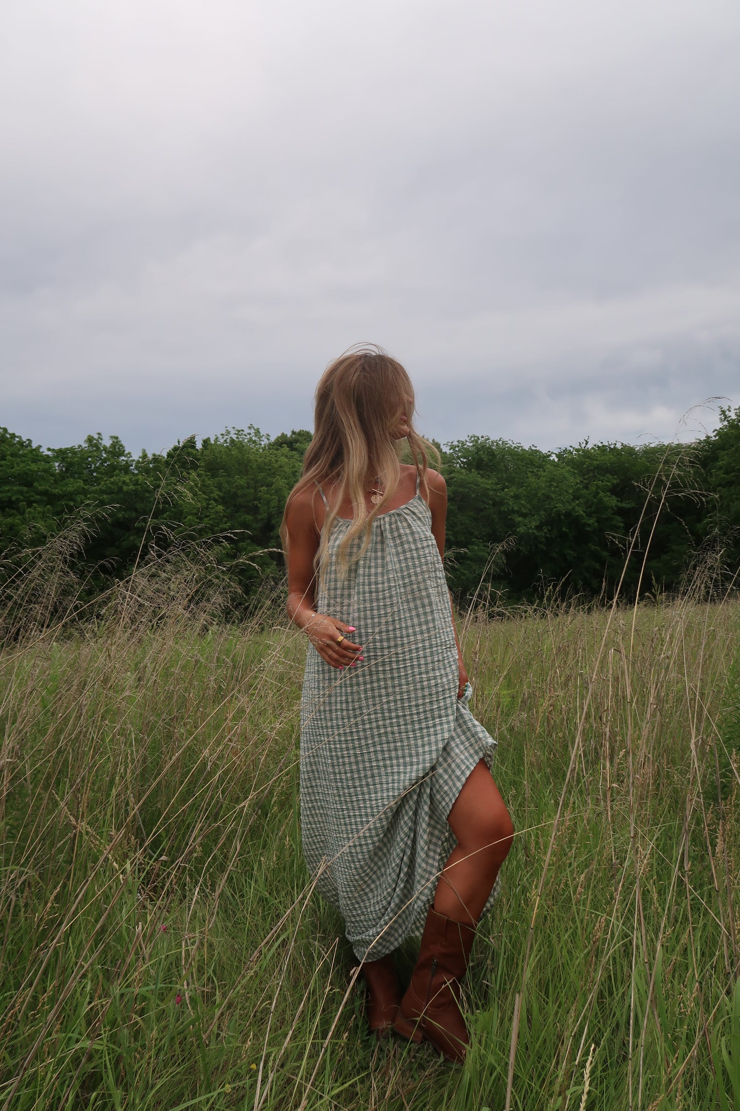 Clover Gingham Maxi Dress