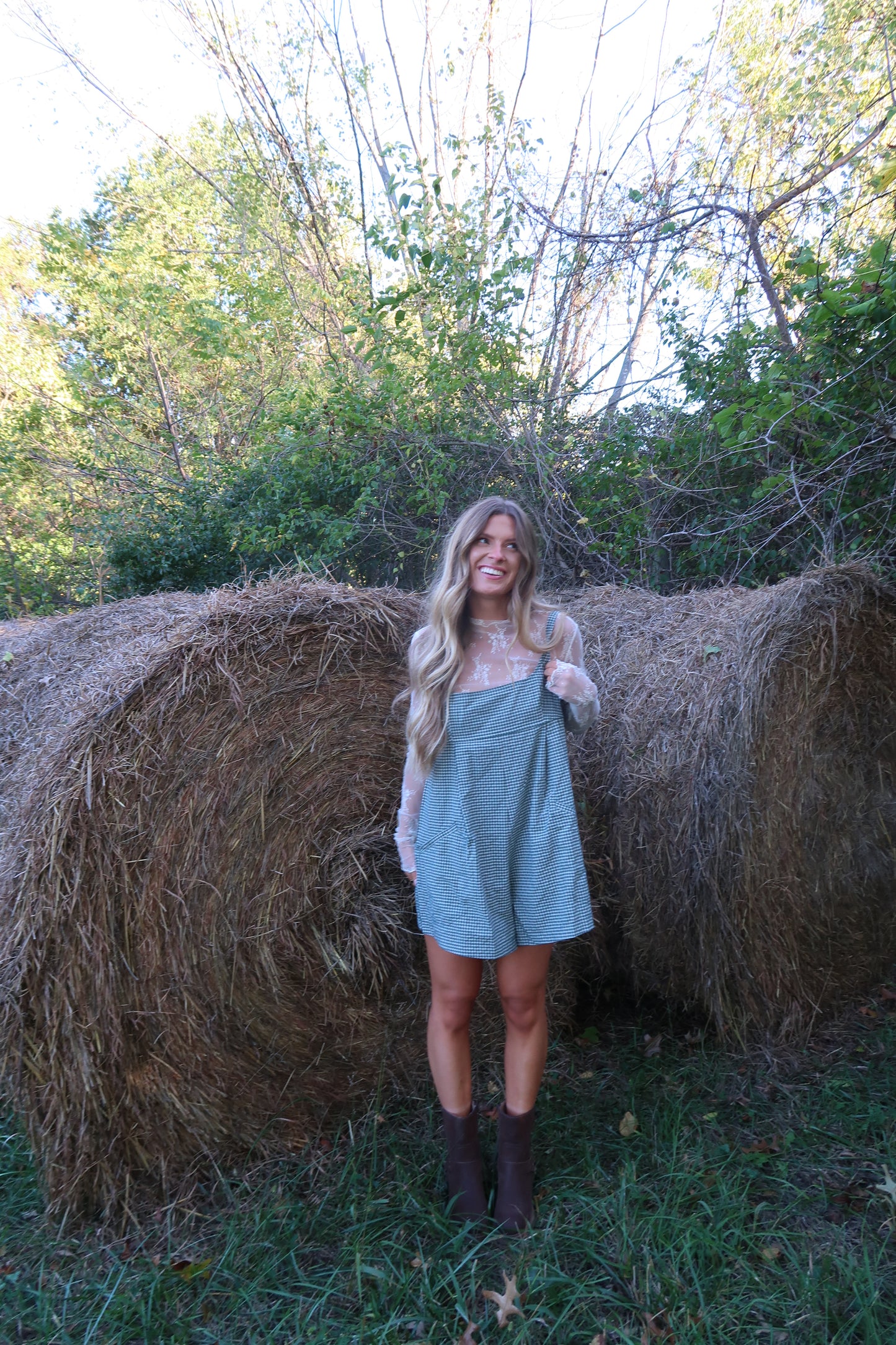 Spruce Gingham Romper