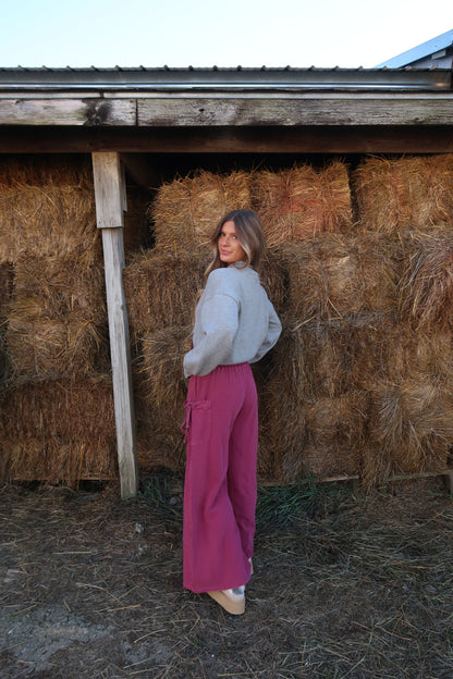 Raspberry Wide Leg Pants