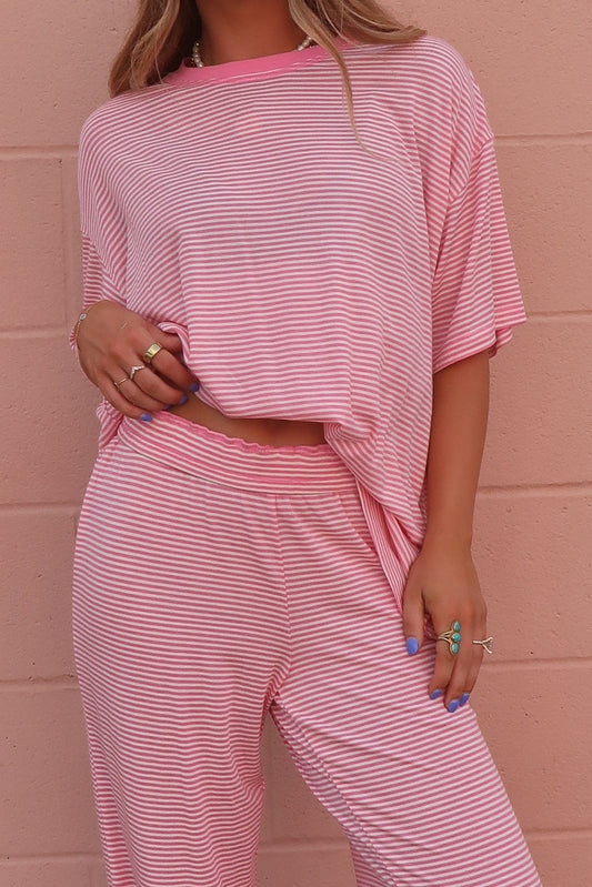 Pink Horizon Stripe Tee