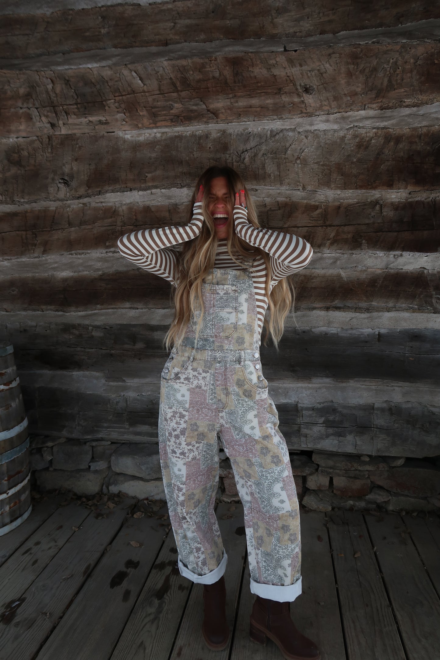 Taupe & Cream stripe long slv