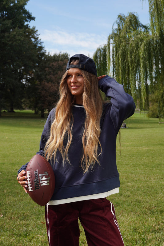 Navy Layered Crew