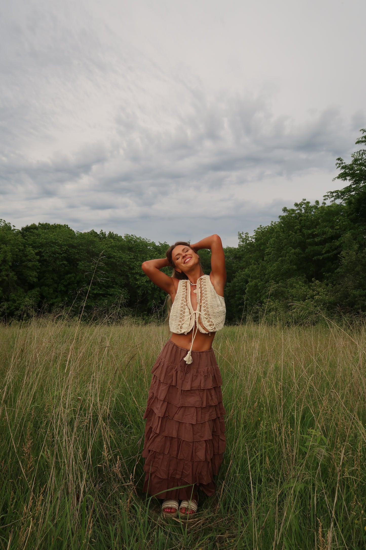 Walnut Frolic Maxi Skirt