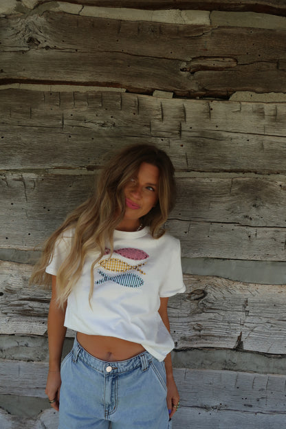Gone Fishing Patchwork Tee