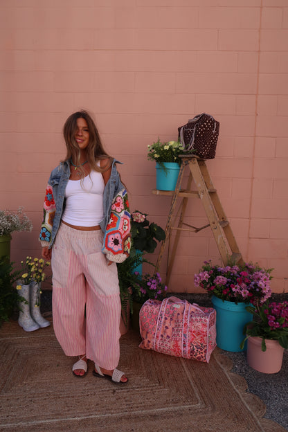 Sunset Pink Stripe Balloon Pant