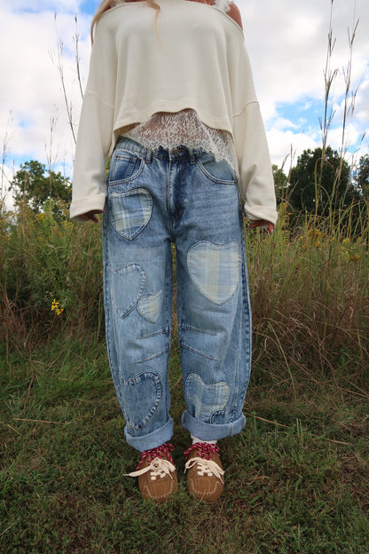 Charlie Heart Patch Barrel Jeans