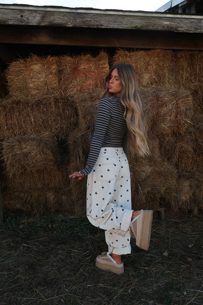 Navy Dot Barrel Jeans