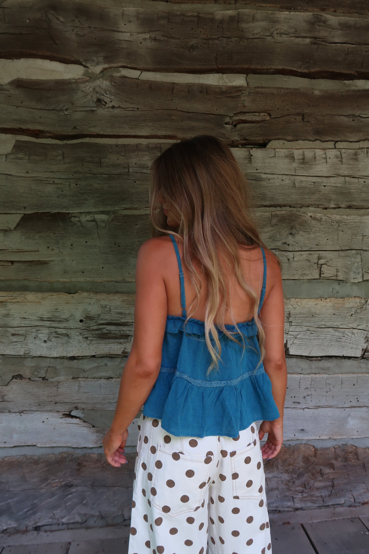 Aqua Teal Prairie Lace Tank