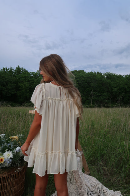 Ivory Bloom Ruffle Sleeve Top