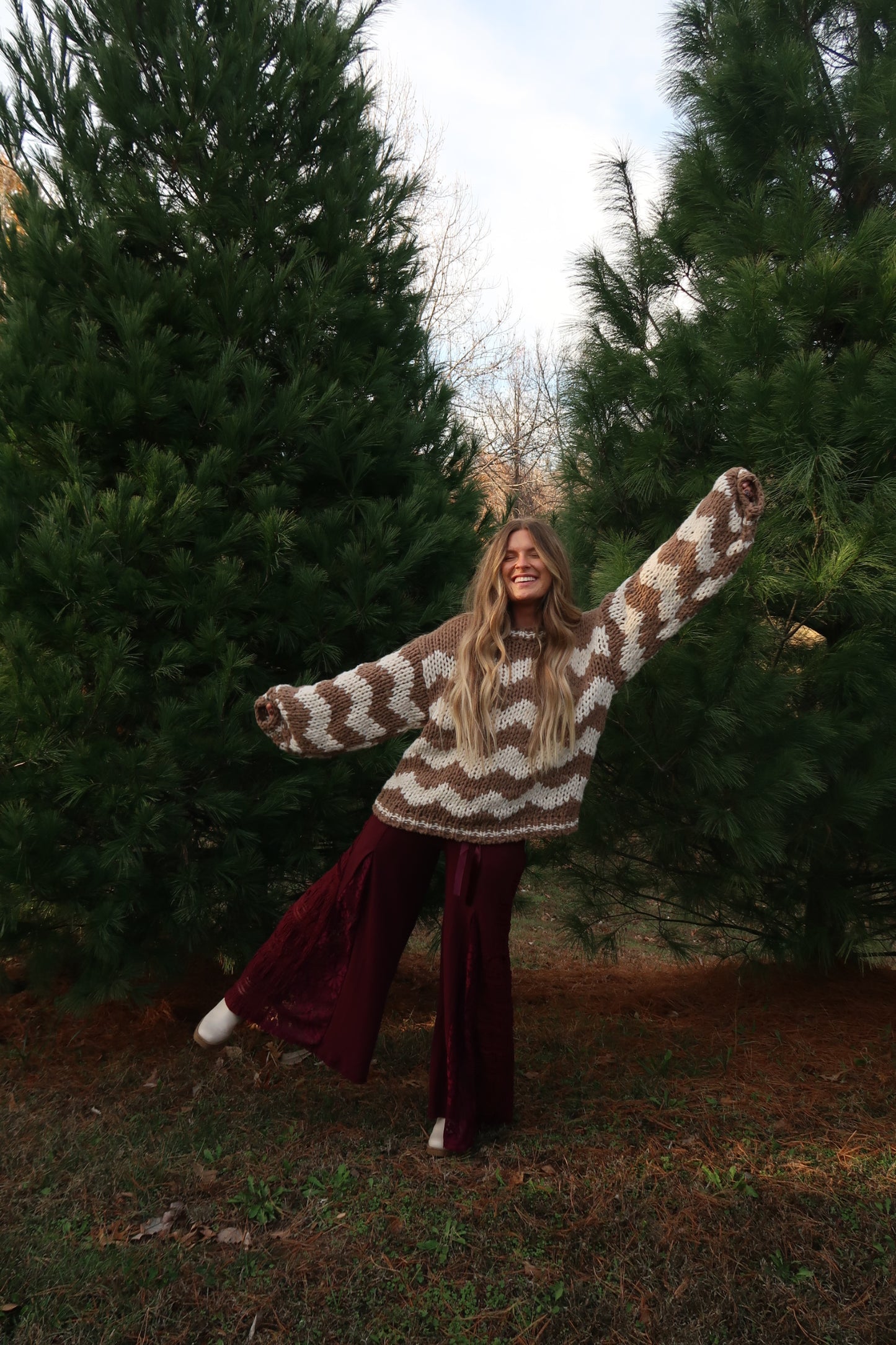 Cranberry Lace Wide leg Pant